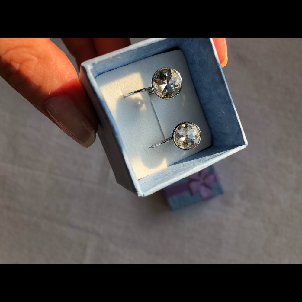 Clear Quartz Swarovski Elements Earrings in Box